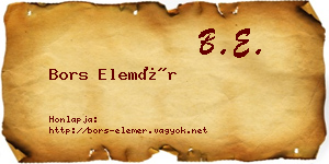 Bors Elemér névjegykártya