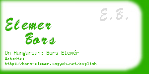 elemer bors business card